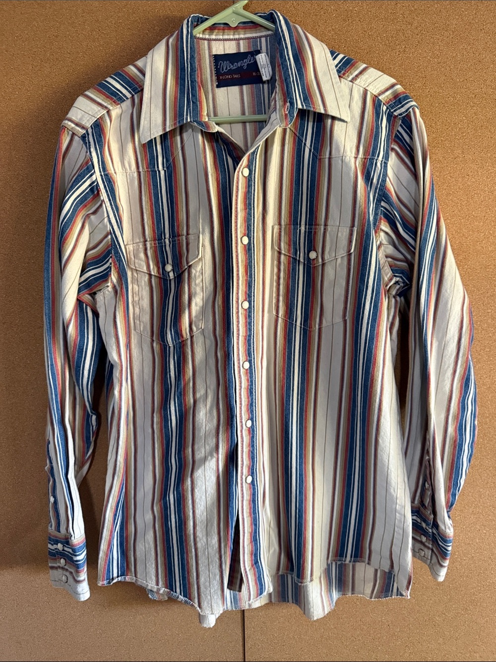 Wrangler Striped Western Button-Down Shirt - Blue/Red/Cream
